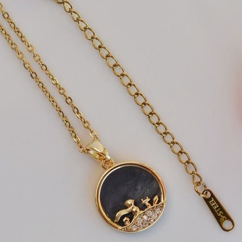 Gold Little Prince Pendant Necklace, Minimal Chain, Single