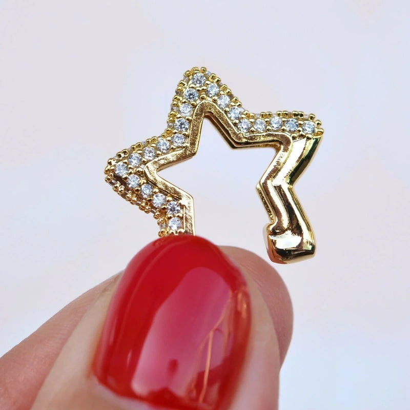 Gold Zircon Star Ear Cuff for Cartilage, Single