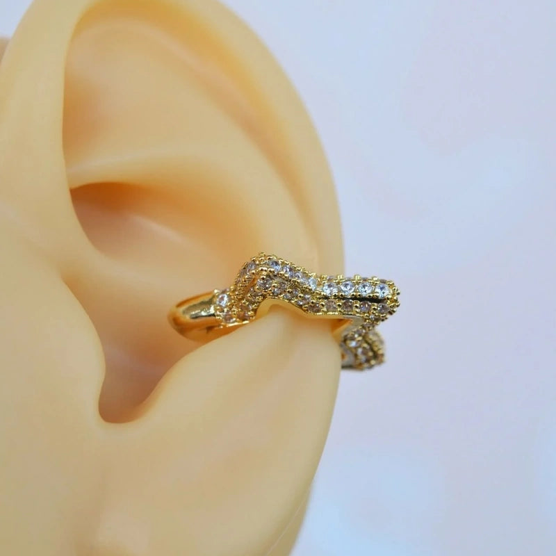 Zircon Star Ear Cuff, Gold, Single