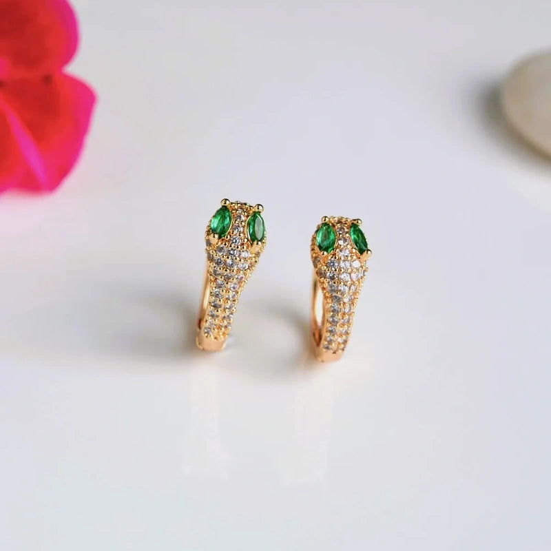Dainty Snake Huggie Hoop Earrings in Gold or Silver, Pair