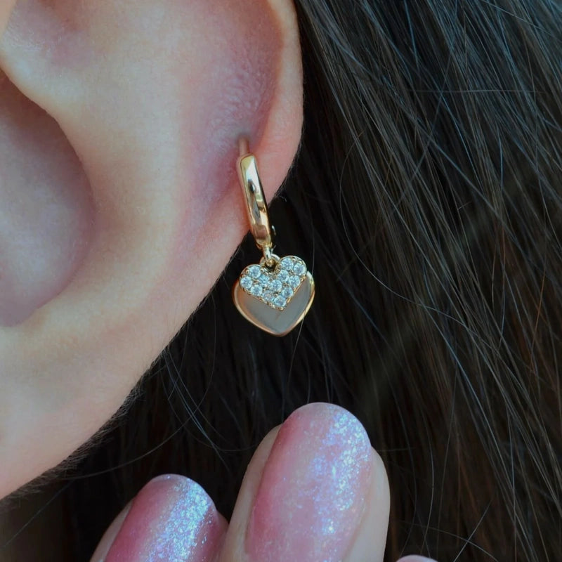 Heart Dangle Cartilage Earring for Helix & Tragus, Single