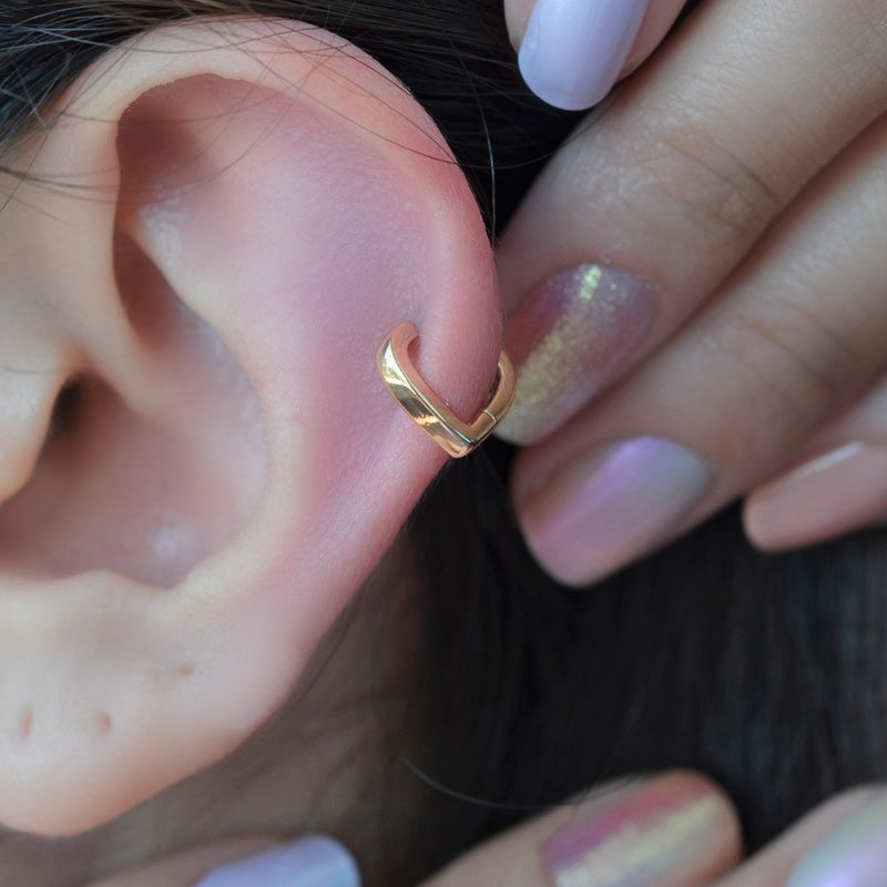 7mm Gold or Silver Heart Cartilage Earring for Helix & Tragus, Single