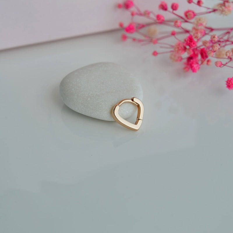 Heart Hoop Ring, 18G, 7mm, Gold or Silver, Single