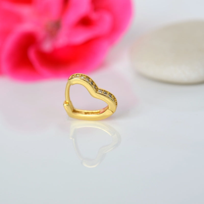 Heart Cartilage Hoop Earring for Helix & Tragus in Gold or Silver, Single