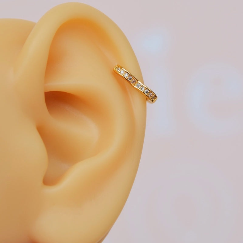 Heart Hoop Ring, 7mm, Gold or Silver, Single