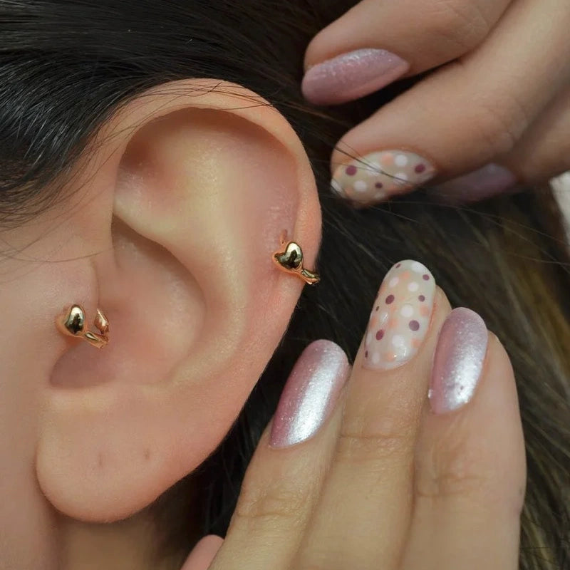 6mm Gold or Silver Heart Cartilage Earring for Helix & Tragus, Single