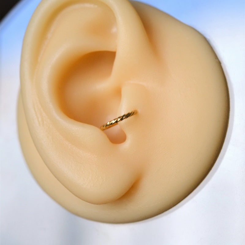 Gold or Silver Cartilage Hoop Earring for Helix & Tragus, Single