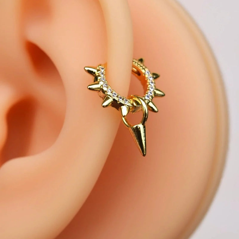 Gold or Silver Zircon Cartilage Earring for Helix & Tragus, Single