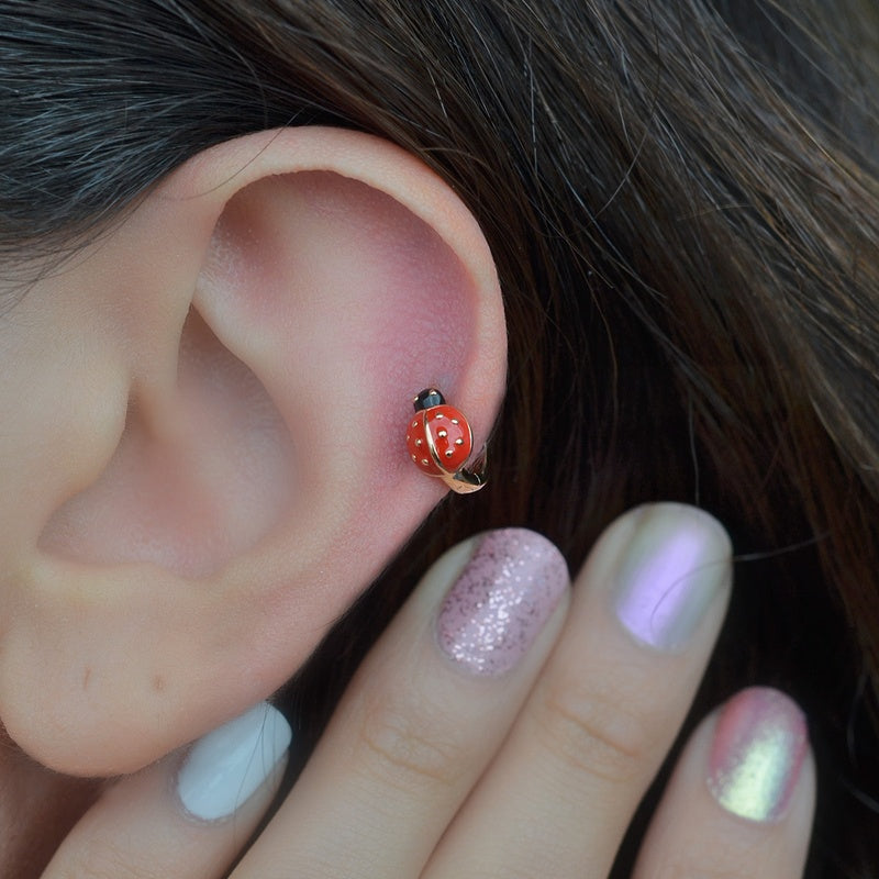7mm Gold Cartilage Earring for Helix & Tragus, Single
