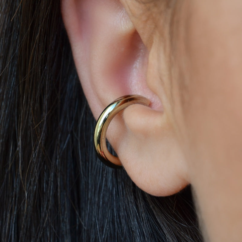 Large Curved Ear Cuff, Gold or Silver, Single
