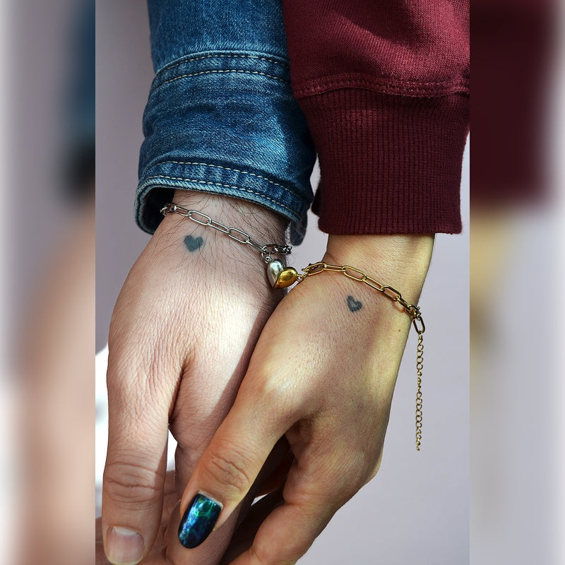 Stainless Steel Magnetic Heart Couple Bracelet Set of 2