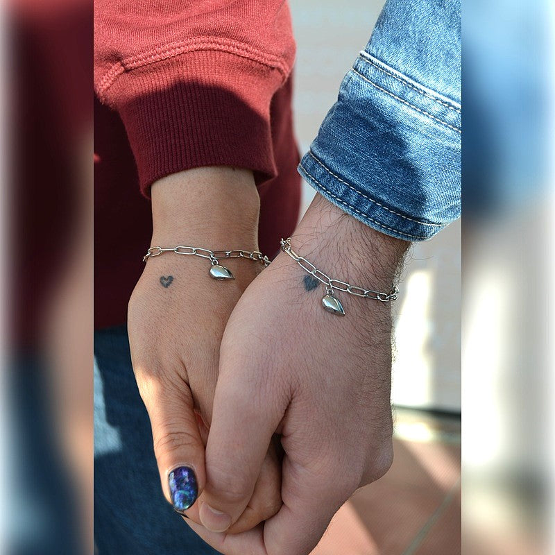 Stainless Steel Magnetic Heart Couple Bracelet Set of 2