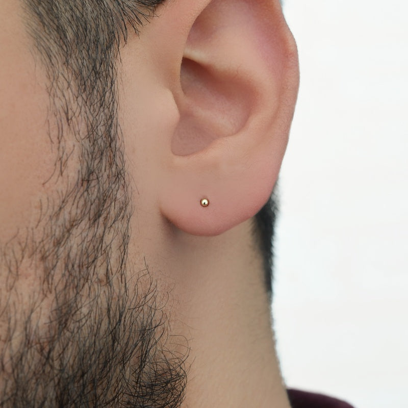 Dot Men's Hoop Earring, Stainless Steel, Single