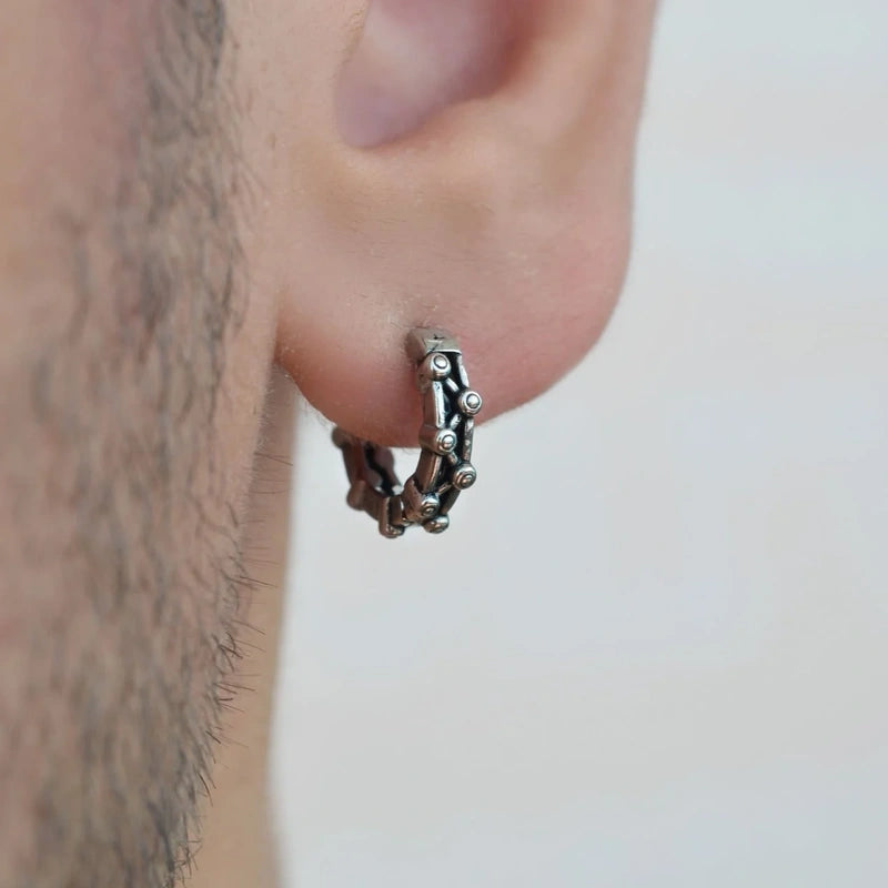 Vintage Men's Huggie Hoop Earring, Stainless Steel, Single