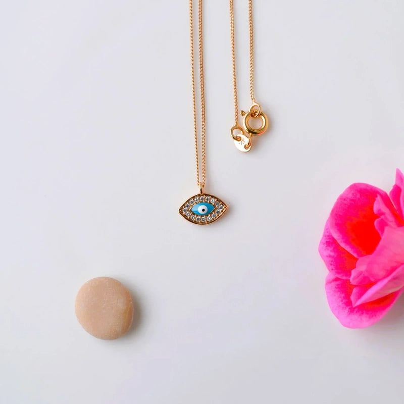 Eye Pendant Necklace, Minimal Chain, Single