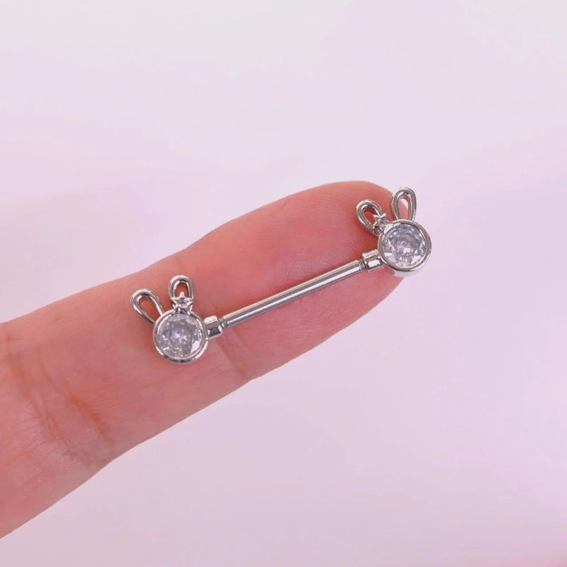 Mini Zircon Nipple Barbell, Body Piercing, Single