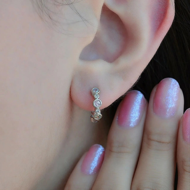 Soft Colour Zircon Huggie Hoop Earring, Pair