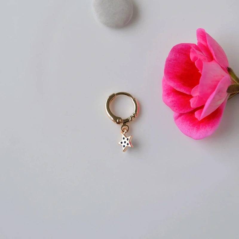 Star Dangle Hoop Ring, 8mm, Gold, Single