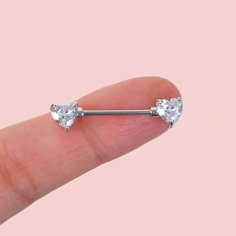 16mm Heart Nipple Barbell, Body Piercing, Single