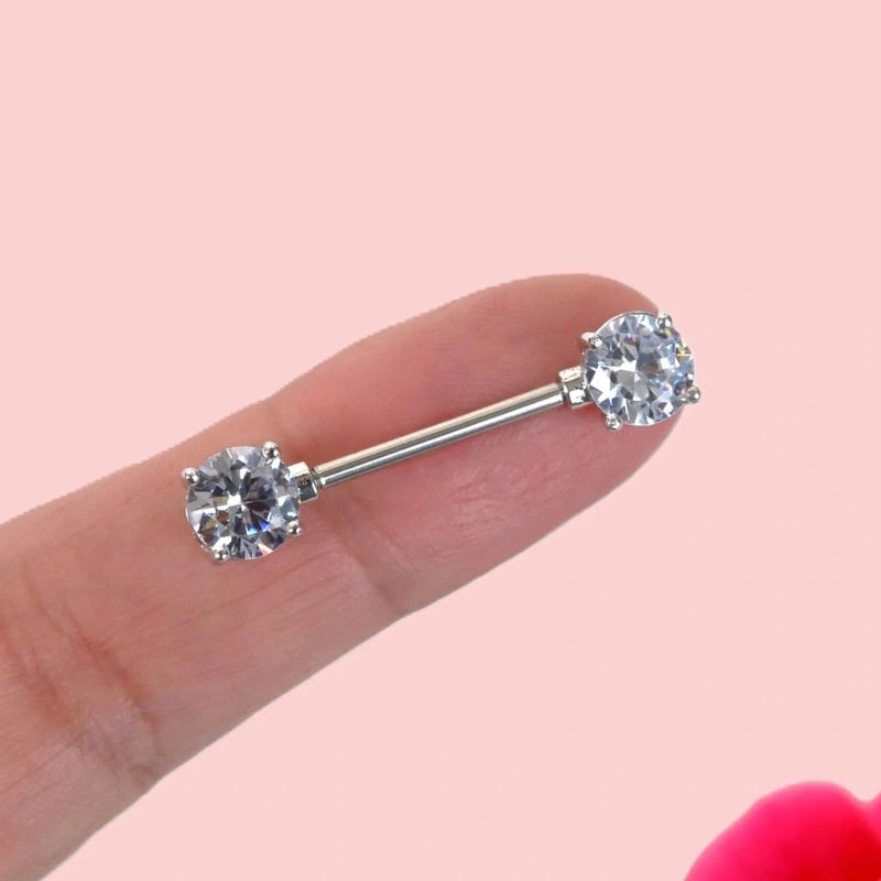 16mm Zircon Nipple Barbell, Body Piercing, Single