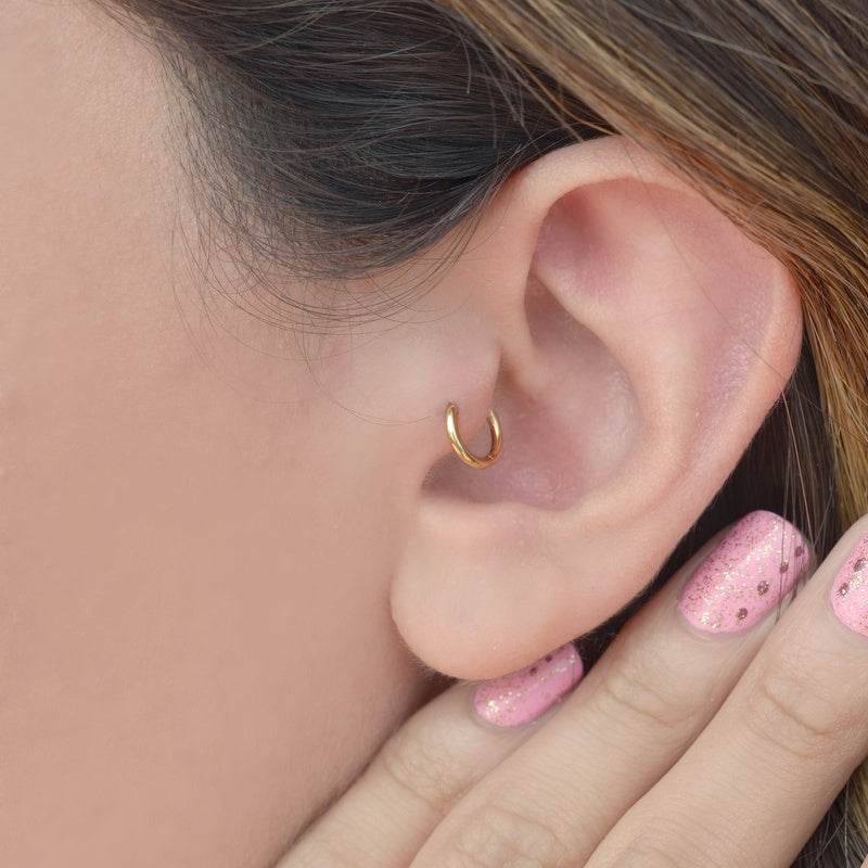 Cartilage Hoop Earring in Black, Gold, Silver or Hologram, Single