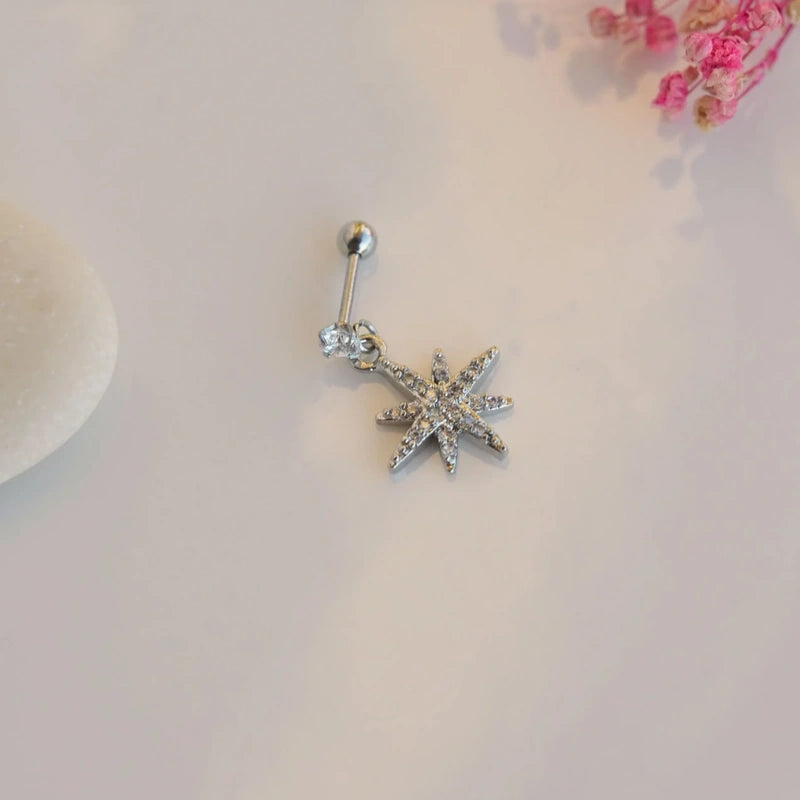 Star Dangle Piercing Stud, 18G, 6mm, Single