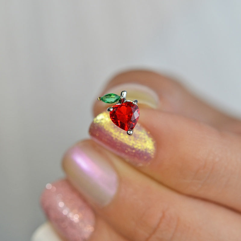 Apple Piercing Stud, 18G, 10mm, Red, Single