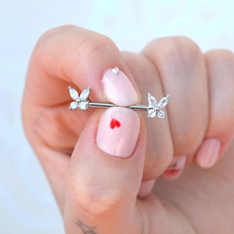Butterfly Nipple Barbell, Body Piercing, Single