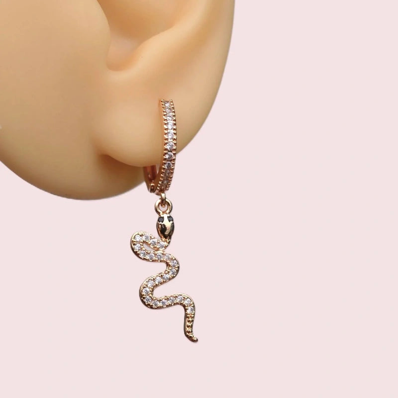 Snake Hoop Earring, 11mm, Single