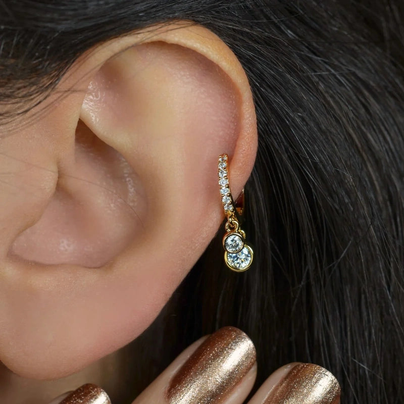 Solitaire Cartilage Hoop Earring for Helix & Tragus, Single