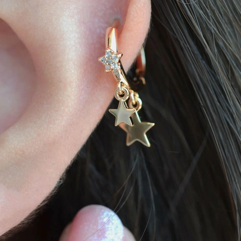 Dainty Gold Star Cartilage Hoop Earring for Helix & Tragus, Single