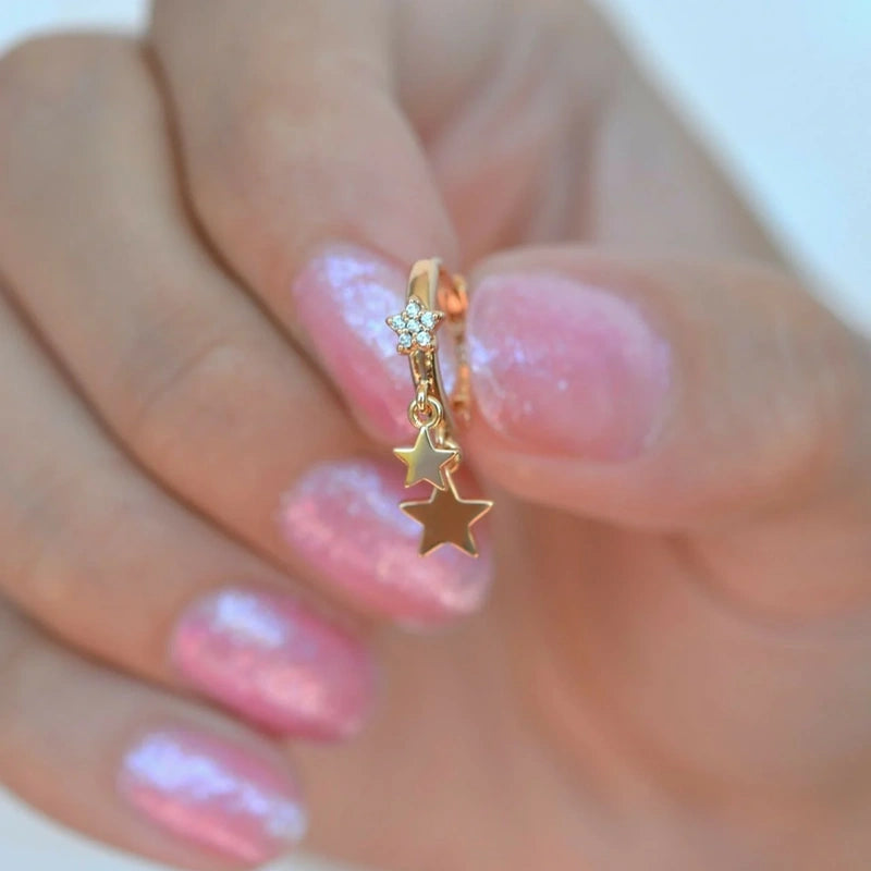 Star Hoop Ring, 9mm, Gold, Single