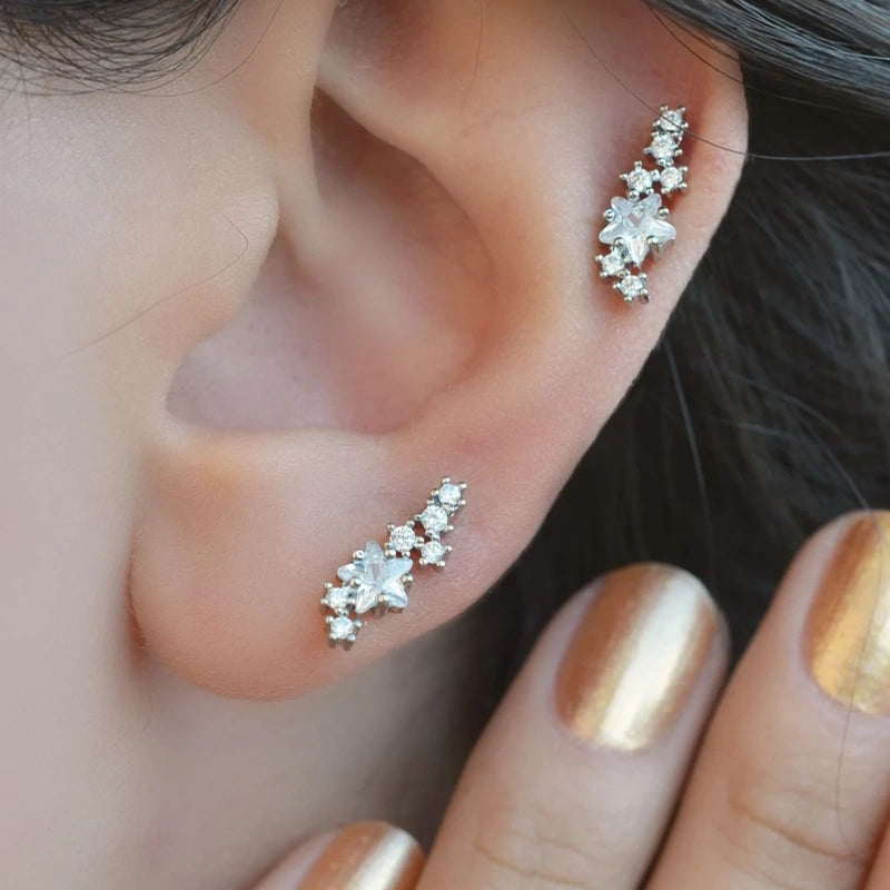 Gold or Silver Star Cartilage Earring for Helix & Tragus, Single
