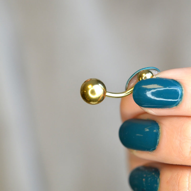 Ball Belly Bar, 14G, Gold, Silver or Black, 316L Stainless Steel, Single