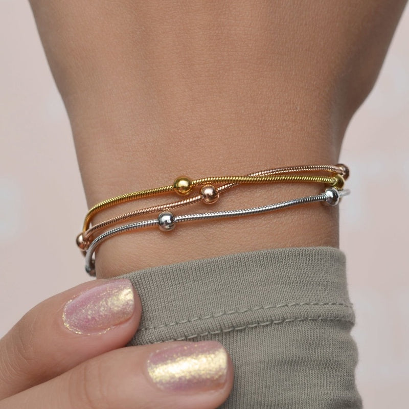 Beaded Chain Bracelet, Adjustable Layered Bracelet, Set of 3