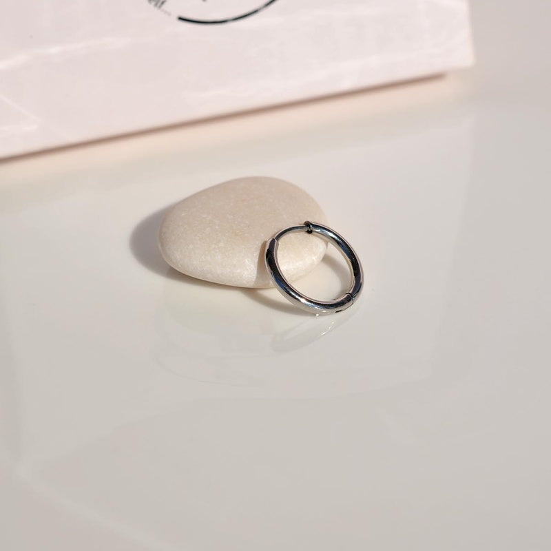 Men's Hoop Earring, 10mm or 12mm, Silver, Stainless Steel, Single