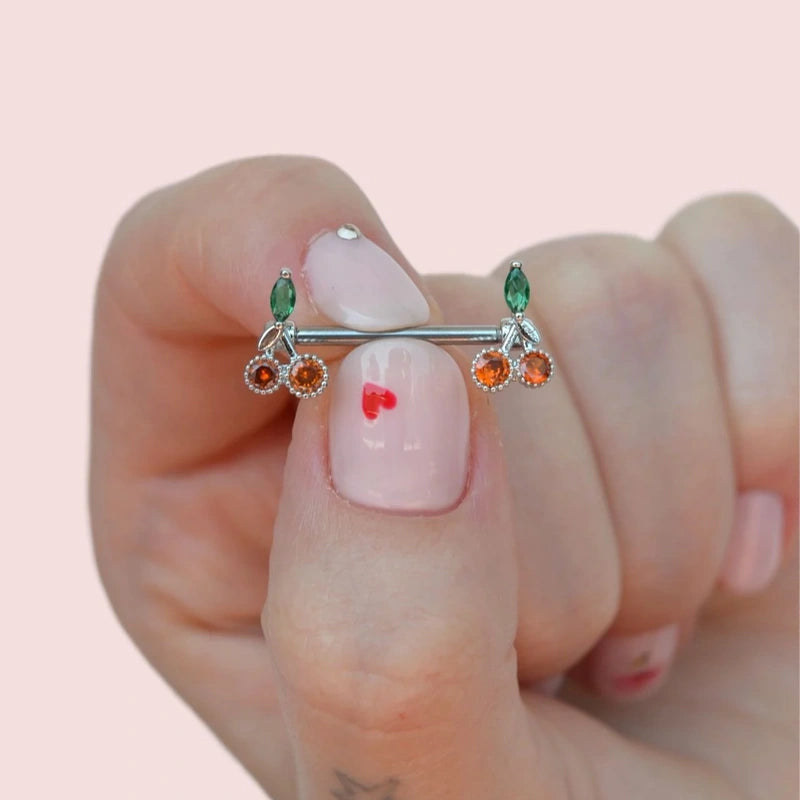 Cherry Nipple Barbell, Body Piercing, Single