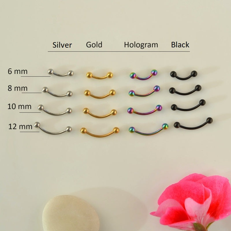 6mm Cartilage Earring in Black, Gold, Silver or Hologram, Single