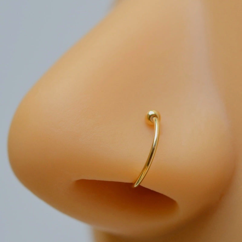 Nose Ring in Black, Gold, Silver or Hologram, Stainless Steel, Single