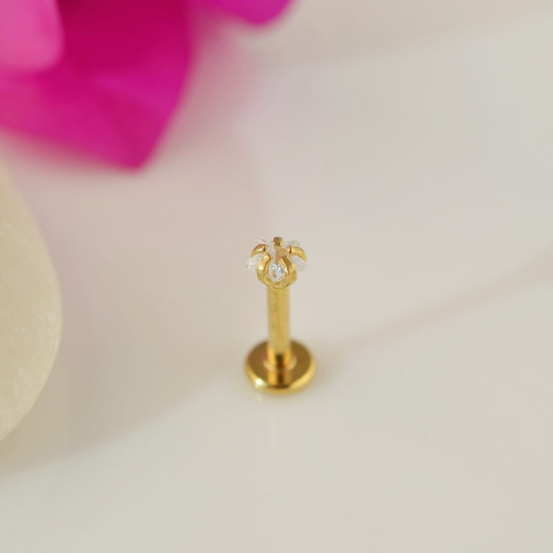 Star Piercing Stud, 16G, 6mm or 8mm, Gold or Silver, Single