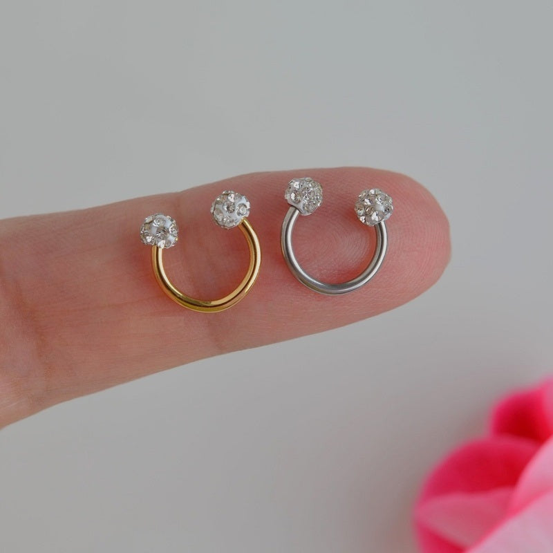 Multi Size Horseshoe Cartilage Earring for Helix & Tragus in Gold or Silver, Single