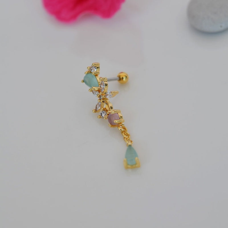 Dangle Piercing Stud, 18G, 7mm, Gold or Silver, Single