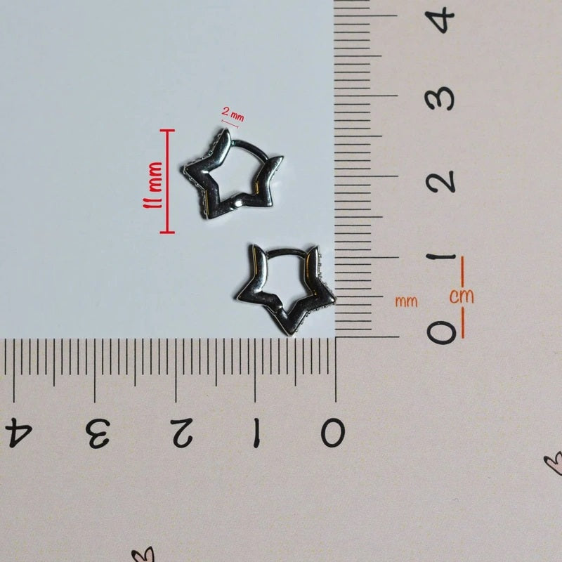 Silver Star Cartilage Earring for Helix & Tragus, Single