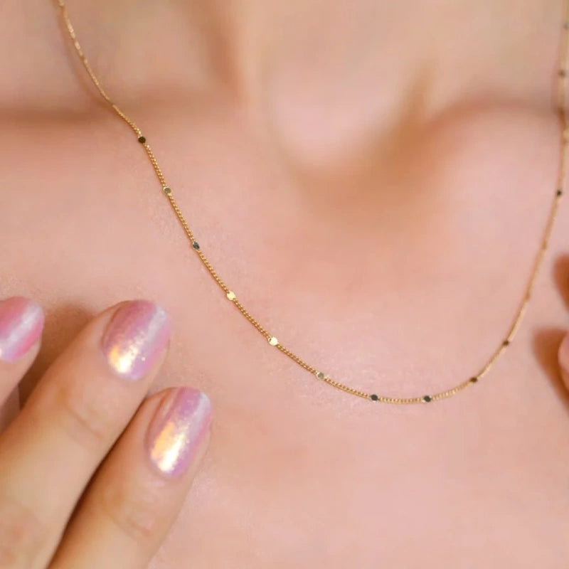 Dainty Thin Pendant Necklace, Minimal Chain, Single