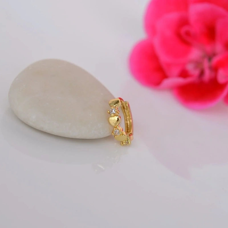 Mini Heart Hoop Ring, 8mm, Gold or Silver, Single