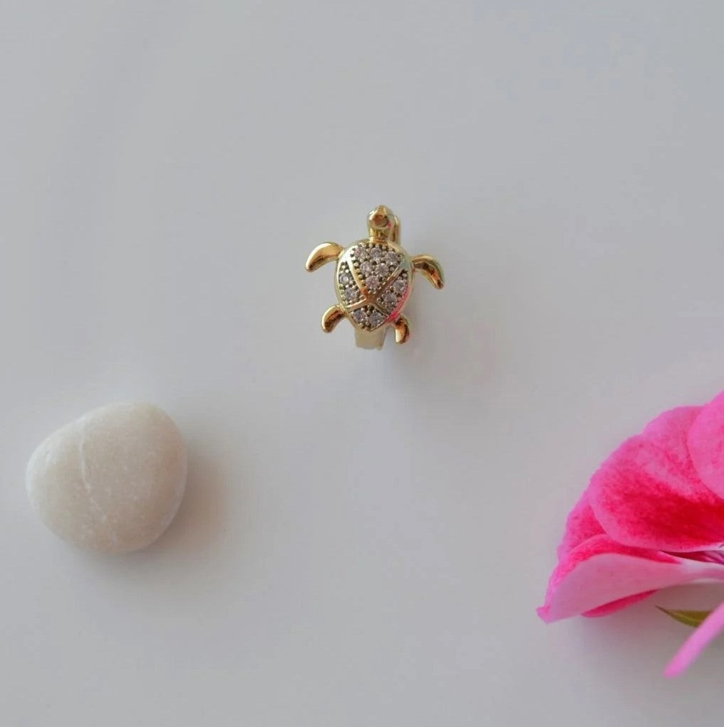 Turtle Hoop Ring, 18G, 7mm, Gold, Single