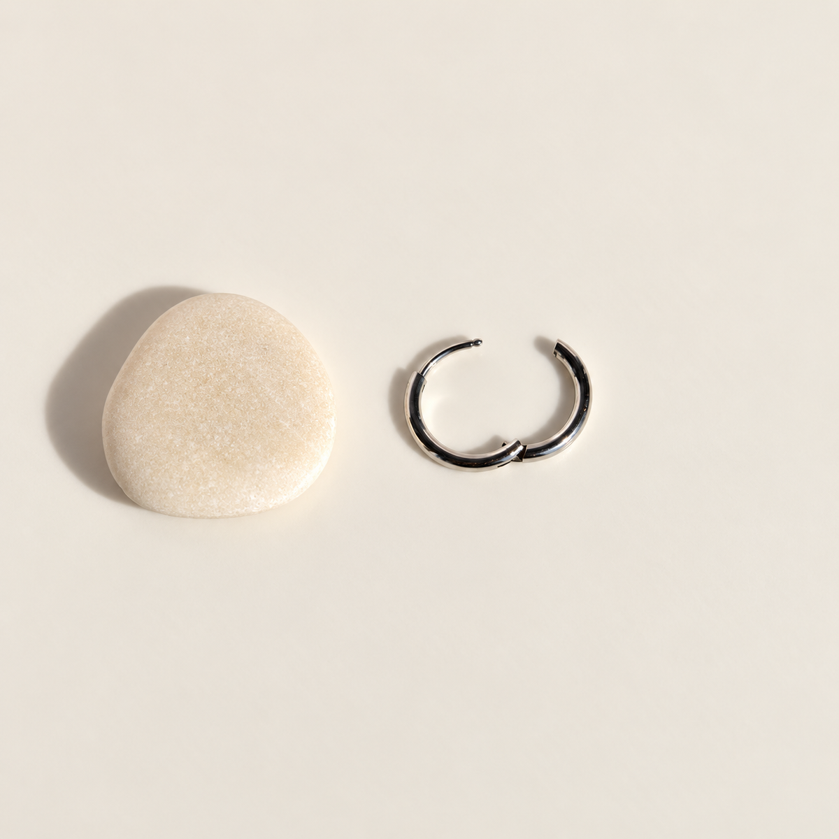 Men's Hoop Earring, 10mm or 12mm, Silver, Stainless Steel, Single