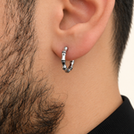 Bone Men's Hoop Earring, Stainless Steel, Single