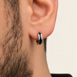 Men's Hoop Earring, 10mm, Black, Stainless Steel, Single