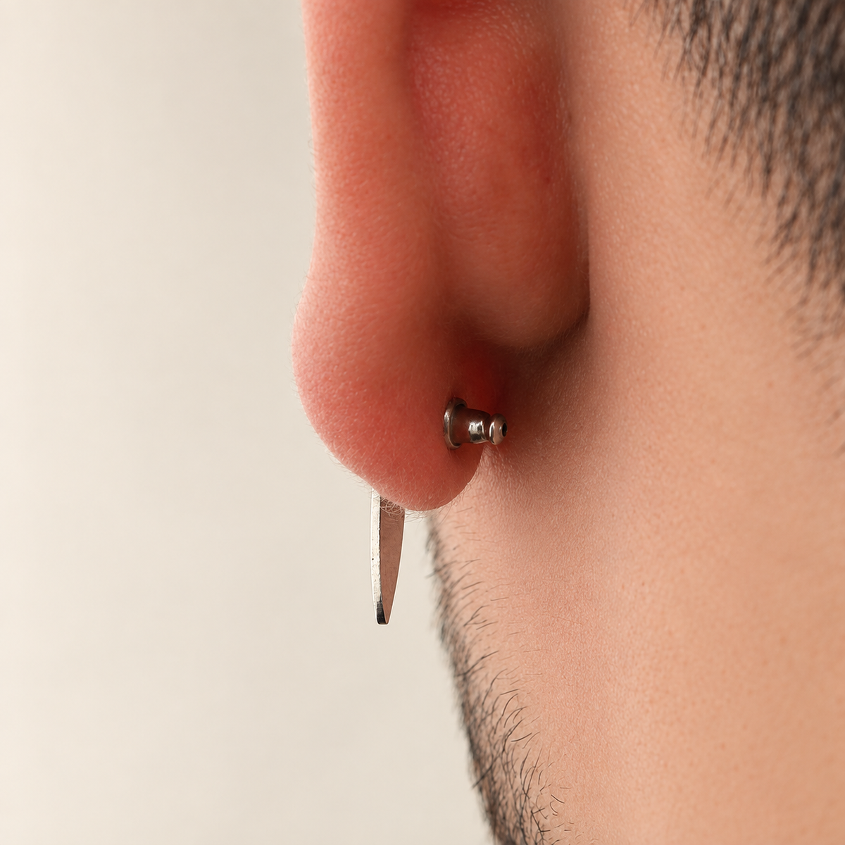 Knife Dangle Men's Stud Earring, Stainless Steel, Single